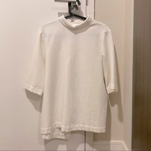 Topshop 3/4 Off-White Boxy Top with Pleated Open Back
